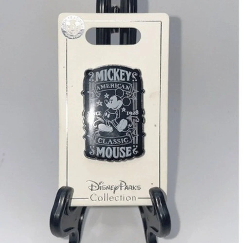 Disney Parks Mickey Mouse American Classic Enamel Pin Black Silver NWT‎